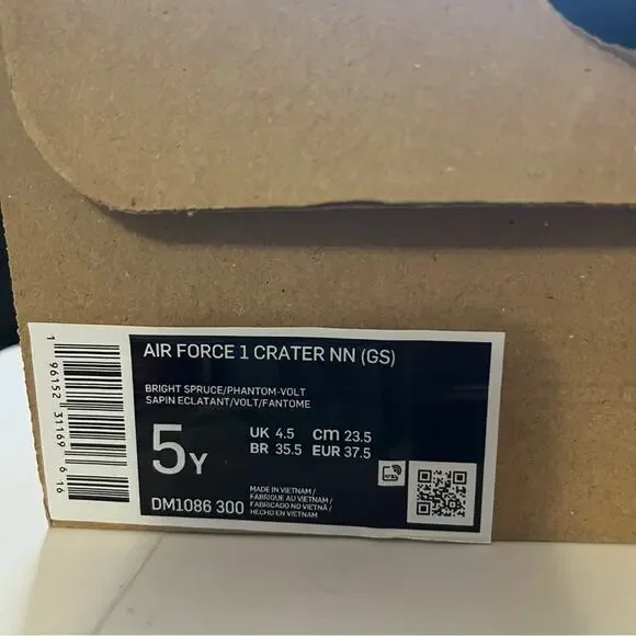 Air Force 1 Crater NN (GS) Youth Bright Spruce/Phantom-Volt Size 5y